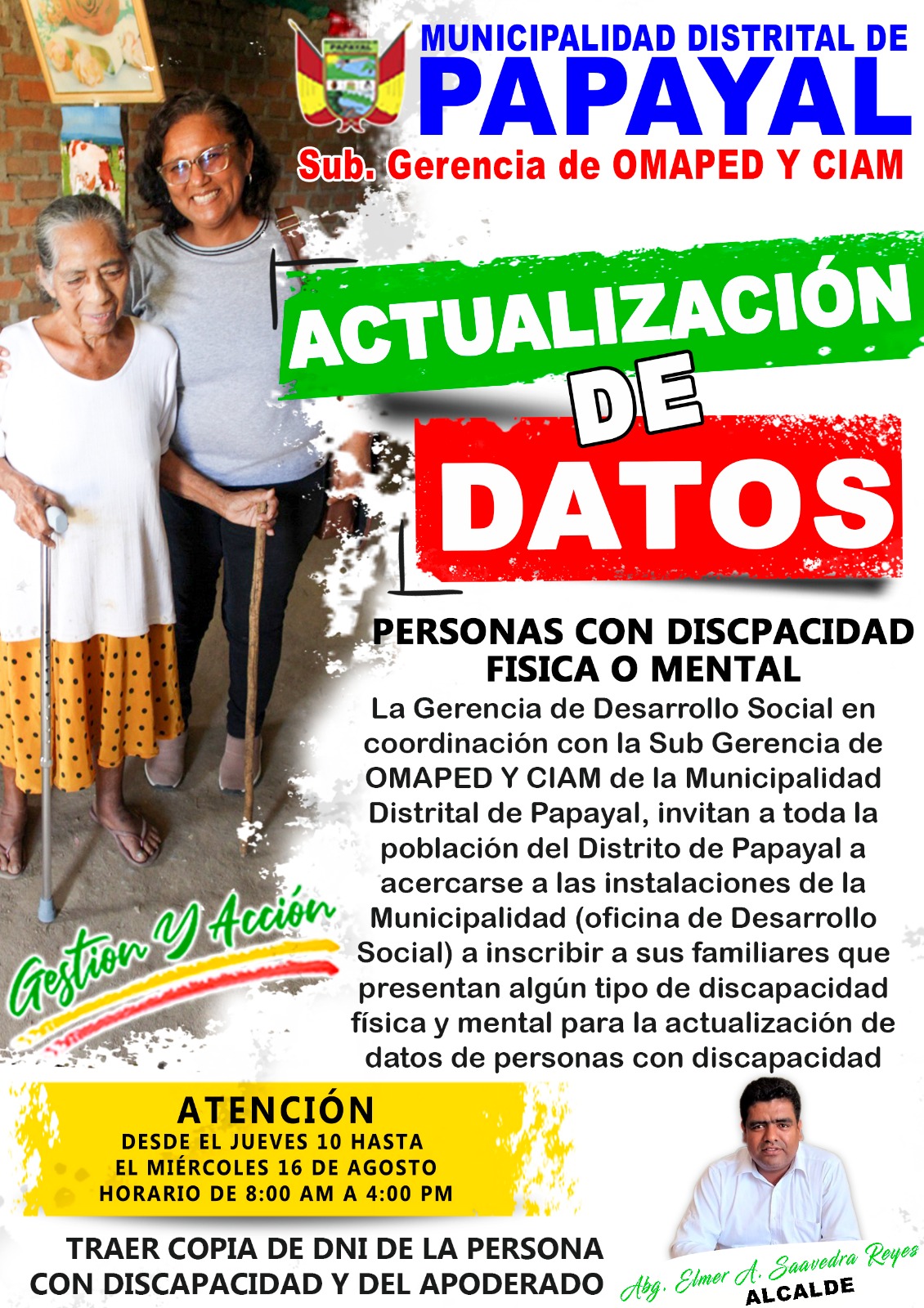 Actualización de datos a las personas con discapacidad