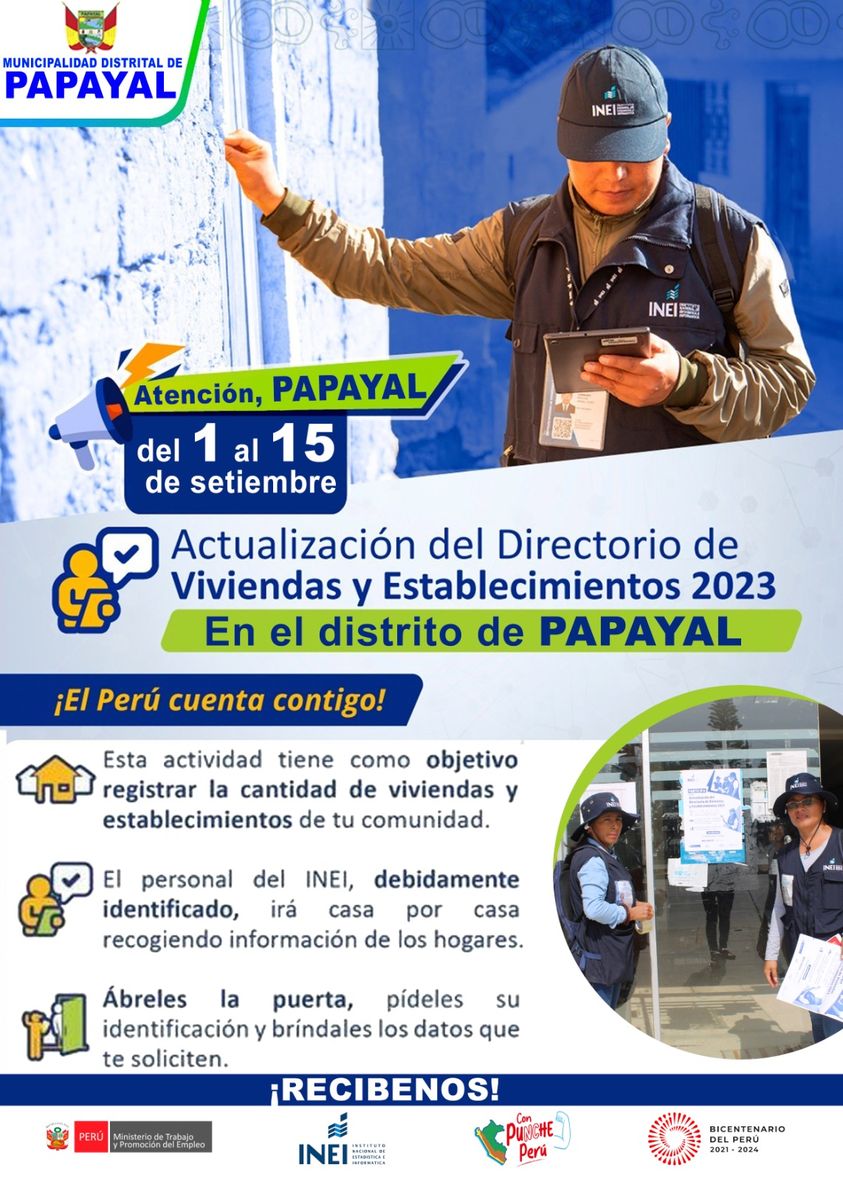 ACTUALIZACION DEL DIRECTORIO DE VIVIENDA Y ESTABLECIMIENTO 2023 EN EL DISTRITO DE PAPAYAL